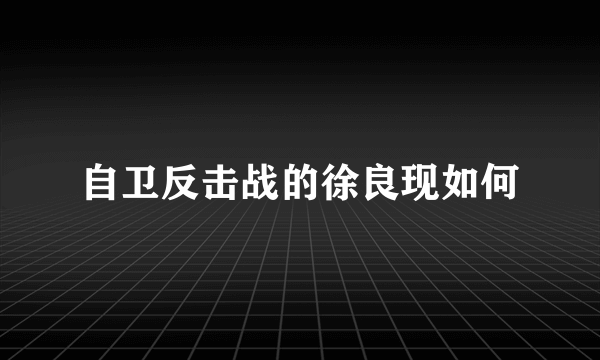 自卫反击战的徐良现如何