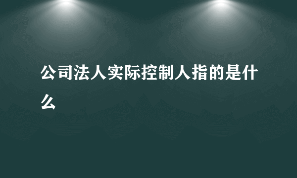 公司法人实际控制人指的是什么