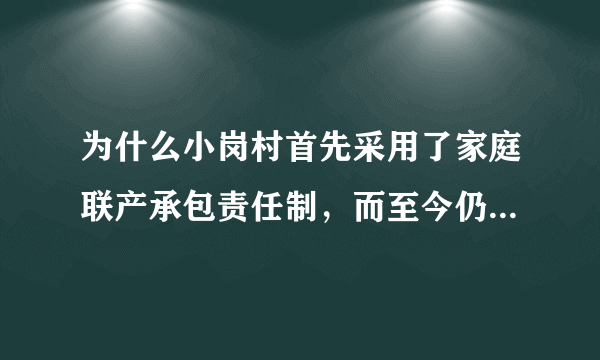 为什么小岗村首先采用了家庭联产承包责任制，而至今仍然十分贫困？