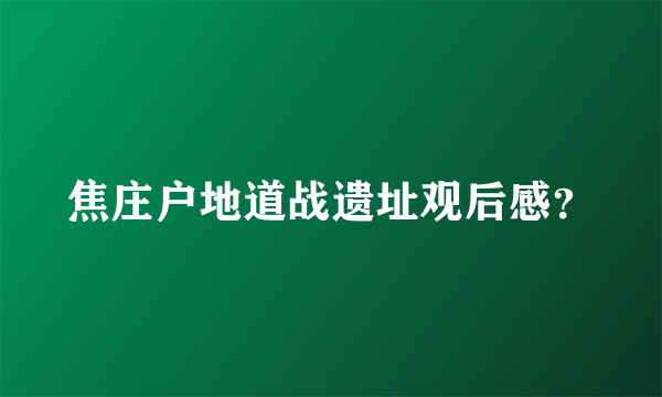 焦庄户地道战遗址观后感？