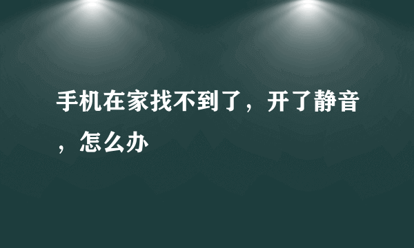 手机在家找不到了，开了静音，怎么办