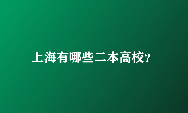 上海有哪些二本高校？