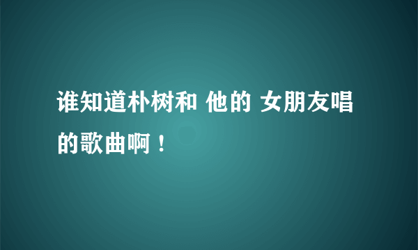 谁知道朴树和 他的 女朋友唱的歌曲啊 !