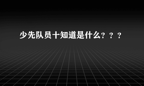 少先队员十知道是什么？？？