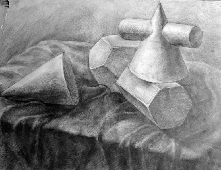 石膏几何体素描图片
