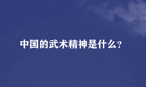 中国的武术精神是什么？