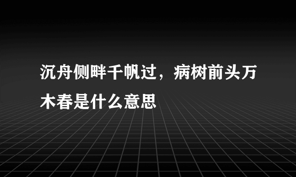 沉舟侧畔千帆过，病树前头万木春是什么意思