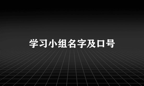 学习小组名字及口号
