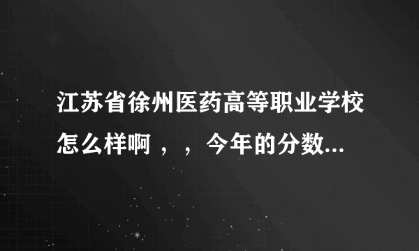 江苏省徐州医药高等职业学校怎么样啊 ，，今年的分数线是多少啊