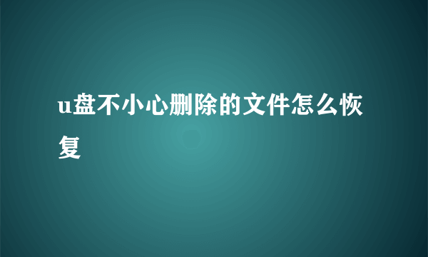 u盘不小心删除的文件怎么恢复