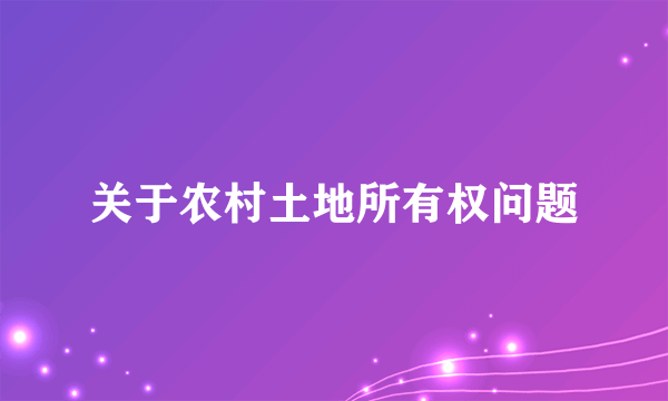 关于农村土地所有权问题