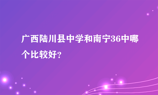 广西陆川县中学和南宁36中哪个比较好？