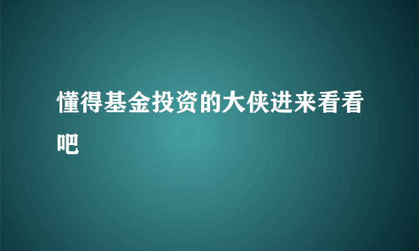 懂得基金投资的大侠进来看看吧