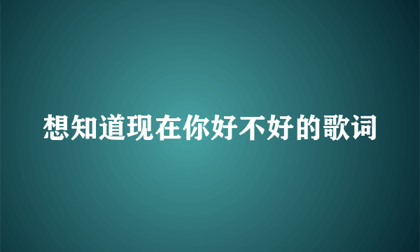 想知道现在你好不好的歌词