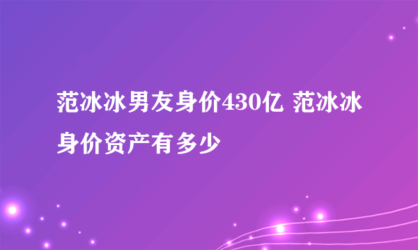 范冰冰男友身价430亿 范冰冰身价资产有多少