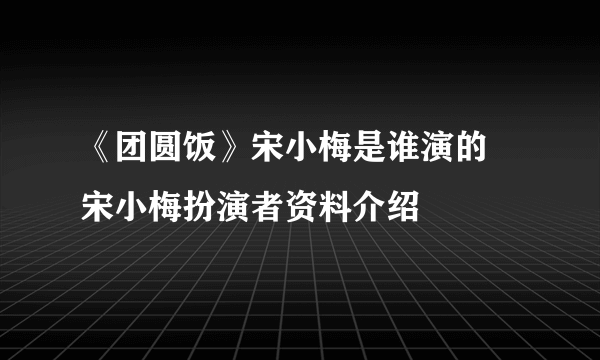 《团圆饭》宋小梅是谁演的 宋小梅扮演者资料介绍