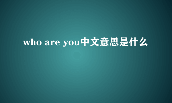 who are you中文意思是什么