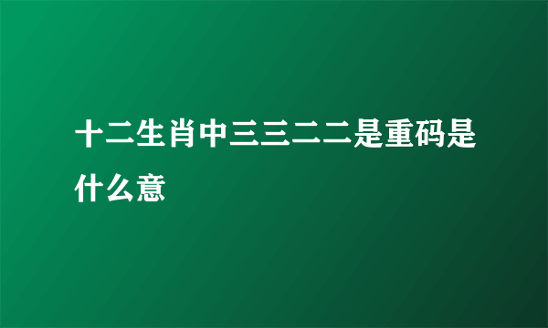 十二生肖中三三二二是重码是什么意
