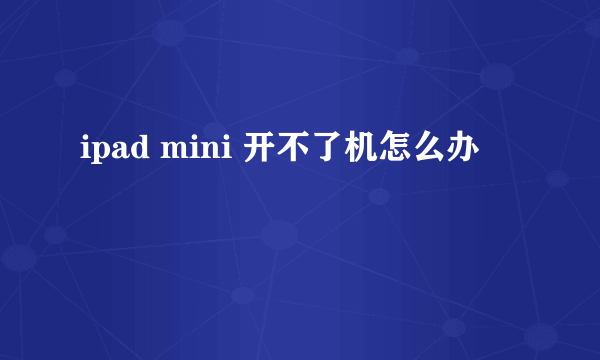 ipad mini 开不了机怎么办