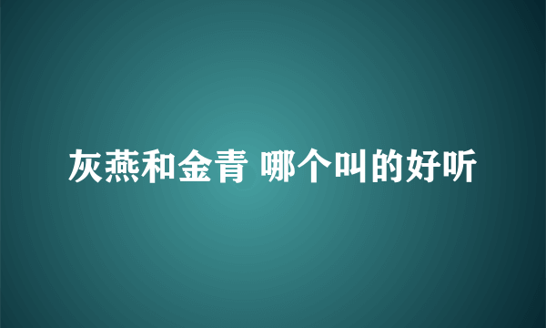 灰燕和金青 哪个叫的好听