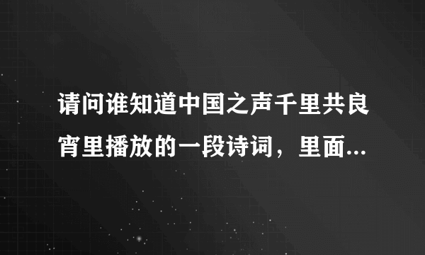 请问谁知道中国之声千里共良宵里播放的一段诗词，里面有一句是：我看到的你是我自己