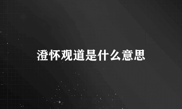 澄怀观道是什么意思