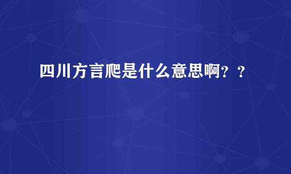 四川方言爬是什么意思啊？？