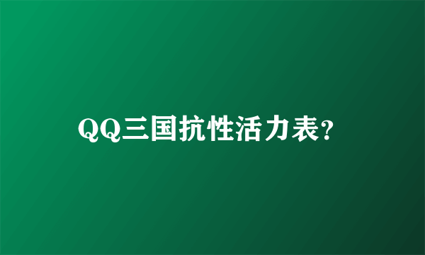 QQ三国抗性活力表？