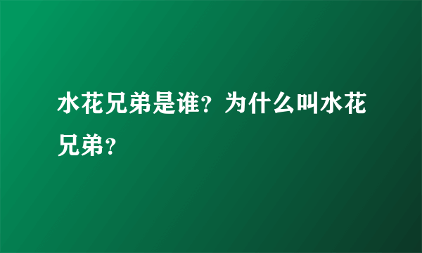 水花兄弟是谁？为什么叫水花兄弟？