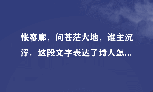 怅寥廓，问苍茫大地，谁主沉浮。这段文字表达了诗人怎样的思想感情