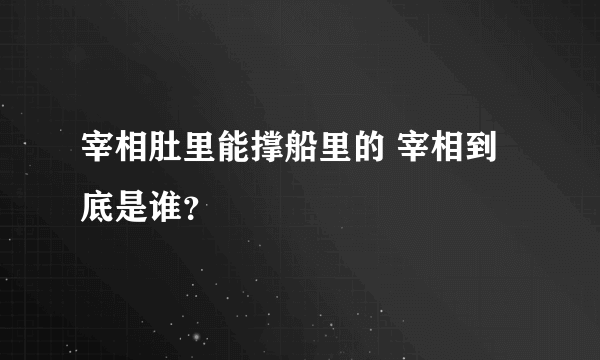 宰相肚里能撑船里的 宰相到底是谁？