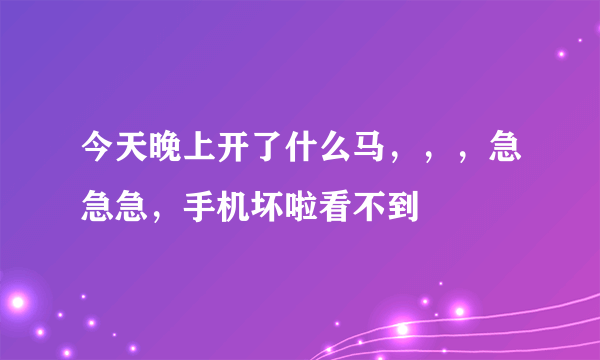 今天晚上开了什么马，，，急急急，手机坏啦看不到