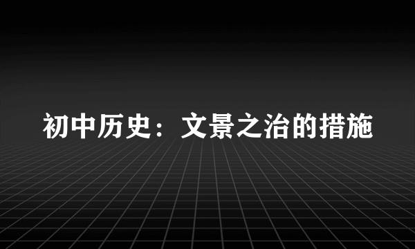 初中历史：文景之治的措施