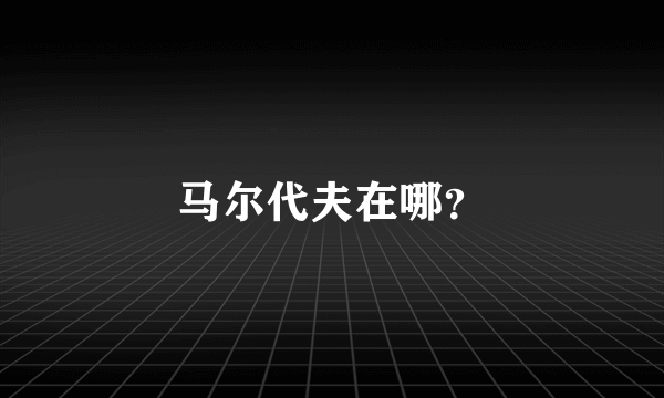 马尔代夫在哪？