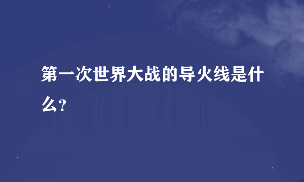 第一次世界大战的导火线是什么？