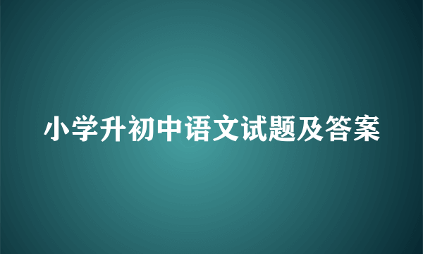 小学升初中语文试题及答案