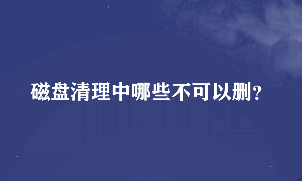 磁盘清理中哪些不可以删？