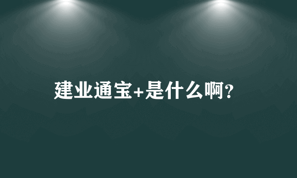 建业通宝+是什么啊？