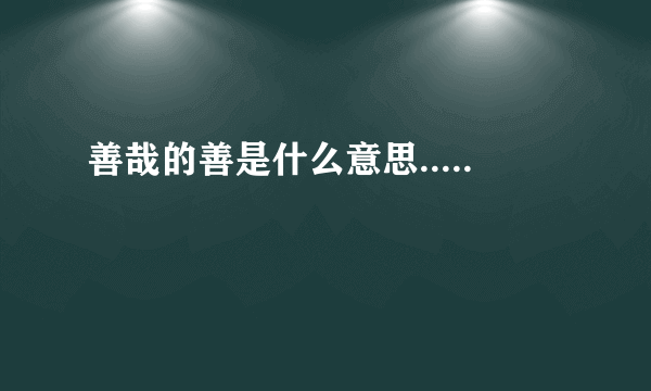 善哉的善是什么意思.....