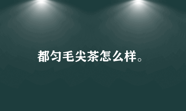 都匀毛尖茶怎么样。