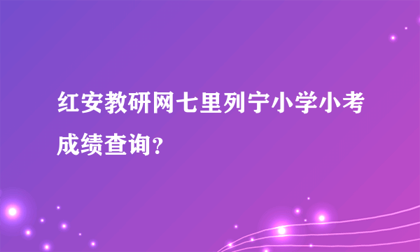 红安教研网七里列宁小学小考成绩查询？