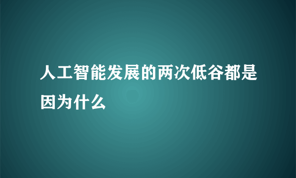 人工智能发展的两次低谷都是因为什么