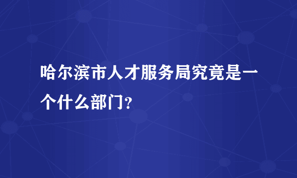 哈尔滨市人才服务局究竟是一个什么部门？
