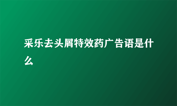 采乐去头屑特效药广告语是什么