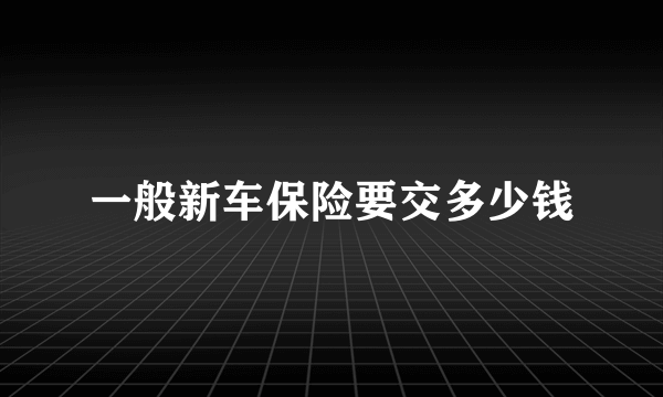 一般新车保险要交多少钱
