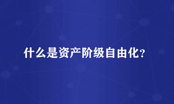 什么是资产阶级自由化？