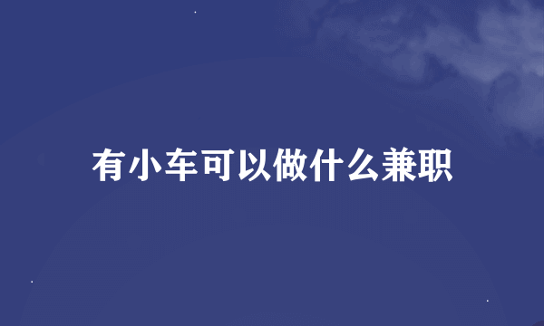 有小车可以做什么兼职