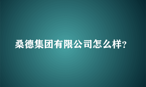 桑德集团有限公司怎么样？