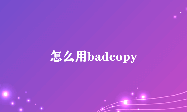 怎么用badcopy