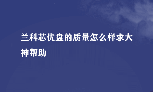 兰科芯优盘的质量怎么样求大神帮助